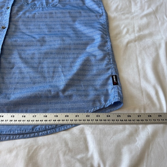 GERRY Men's‎ Short Sleeve Micro-Check Button Up Shirt Blue Size XXL Flap Pockets - Picture 11 of 13